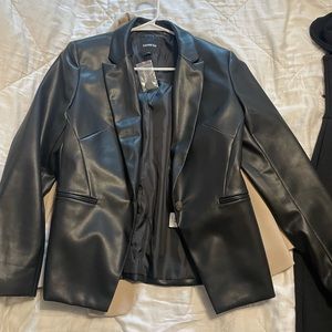 Black leather blazer